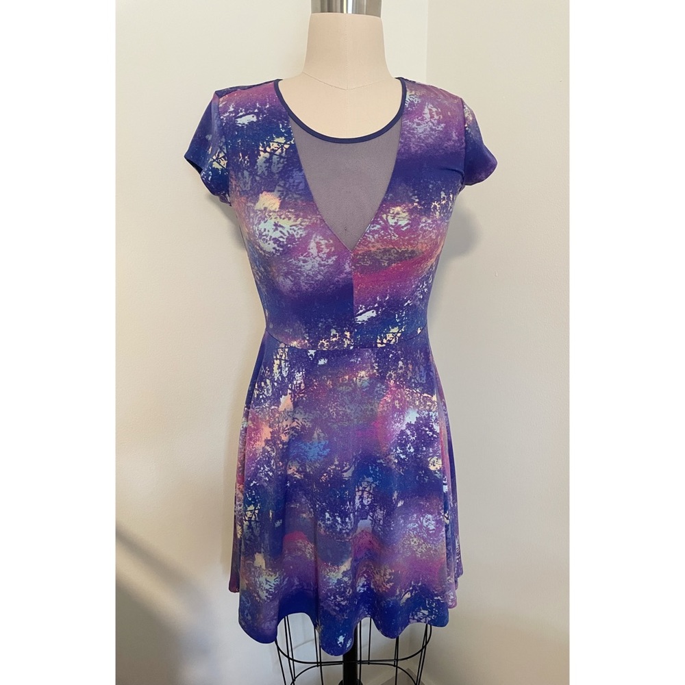 Kimchi Blue Celestial Skater Dress with mesh inserts (Urban Outfitters)